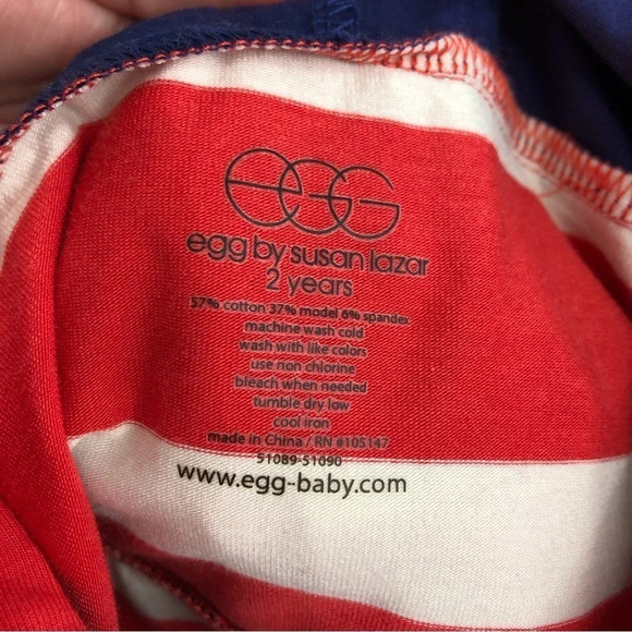 NWT Egg by Susan Lazar shirt long sleeve hoodie jersey red stripe size 2T - Picture 4 of 8